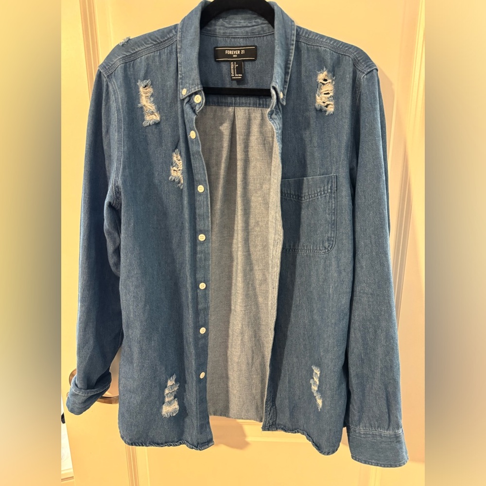 Forever 21 Distressed Jean Jacket